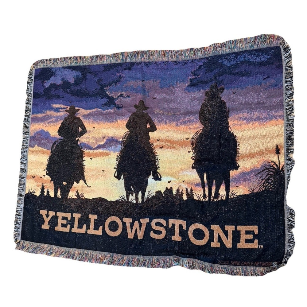 Yellowstone TV Series Dutton Ranch Woven Tapestry Throw Blanket Western 61"x47"